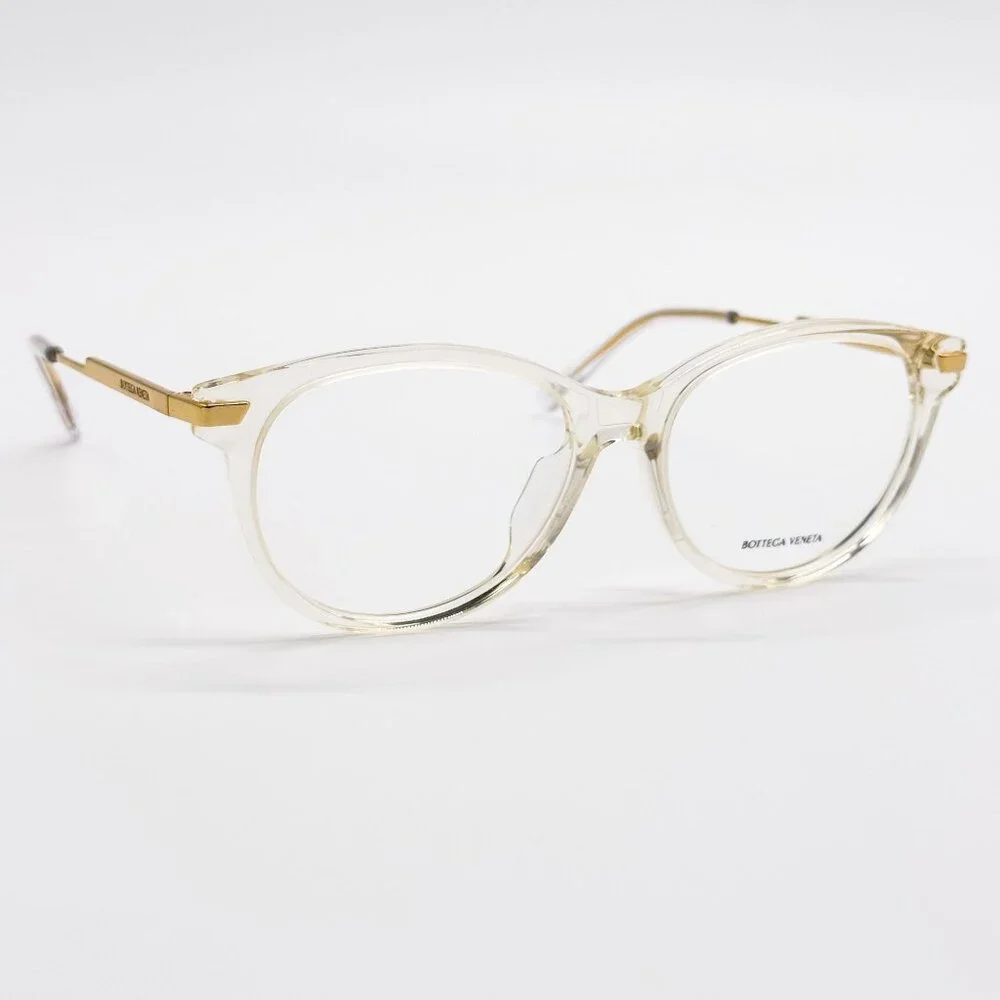 NEW BOTTEGA VENETA EYEGLASSES BV1039O 003 ROUND BEIGE TRANSPSRENT WOMEN EYEWEAR